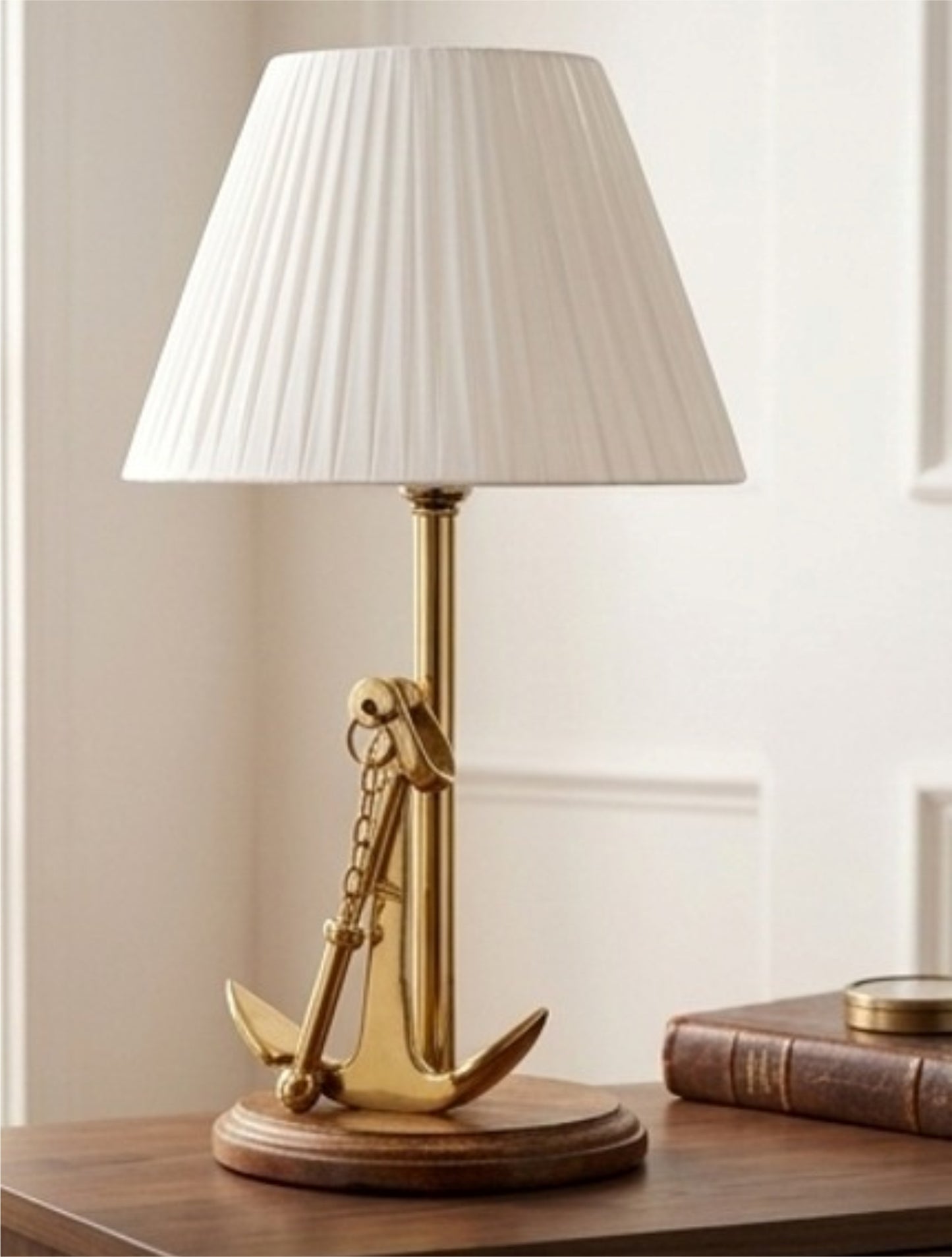lampara ancla madera laton armada